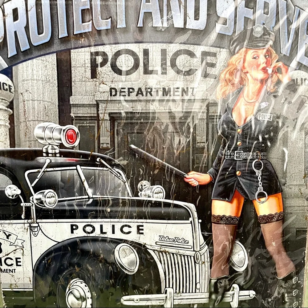 NEW Police Protect And Serve Metal Sign